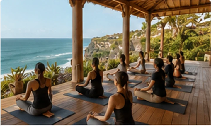 Yoga retreat overlooking the ocean in Bali